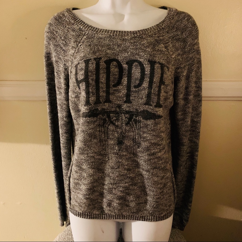 Brokedown gray open back hippie western sweater